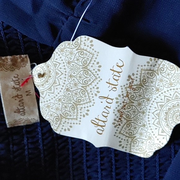 Lori Mini Babydoll Dress Altar'd State SZ.Med NWT Navy Blue - Picture 6 of 7